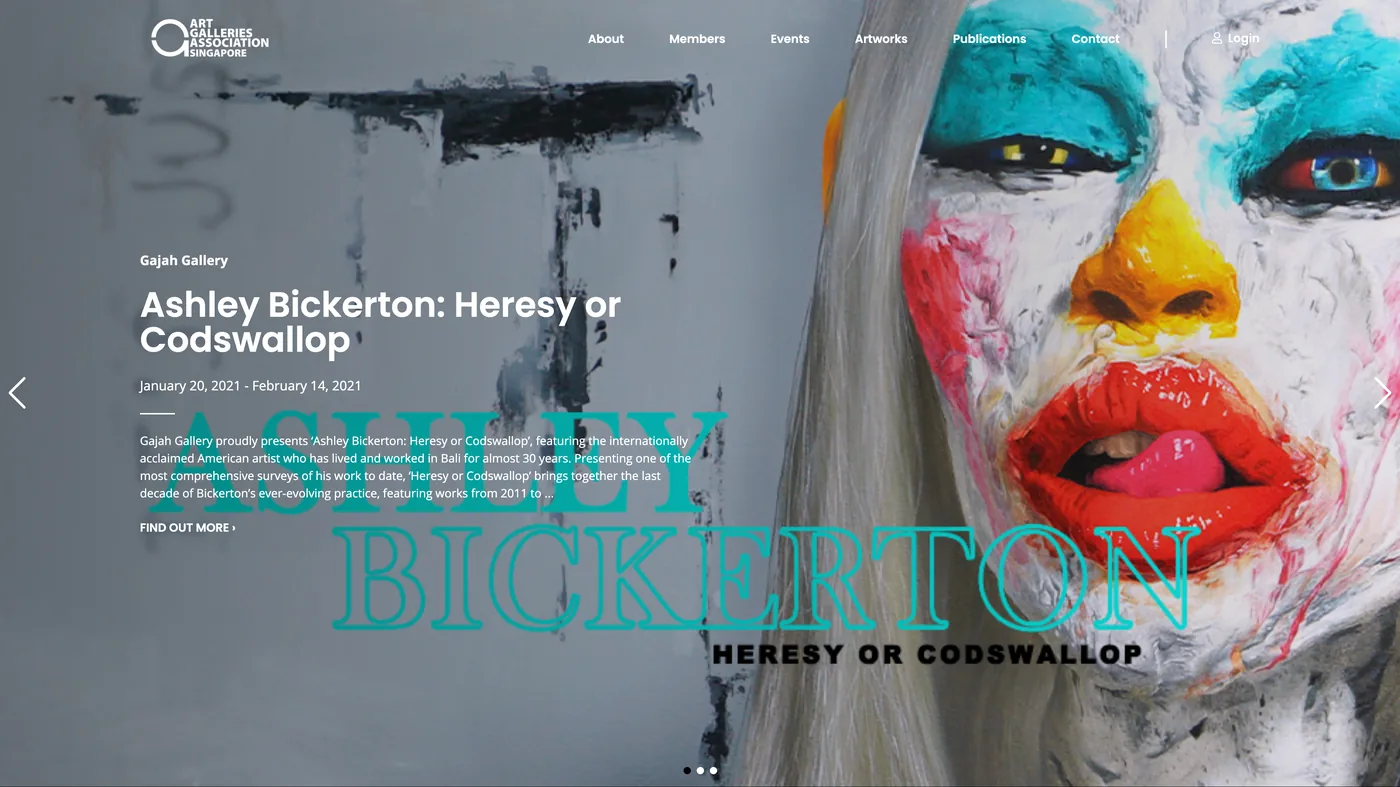 Screenshot of the Art Galleries Association of Singapore website