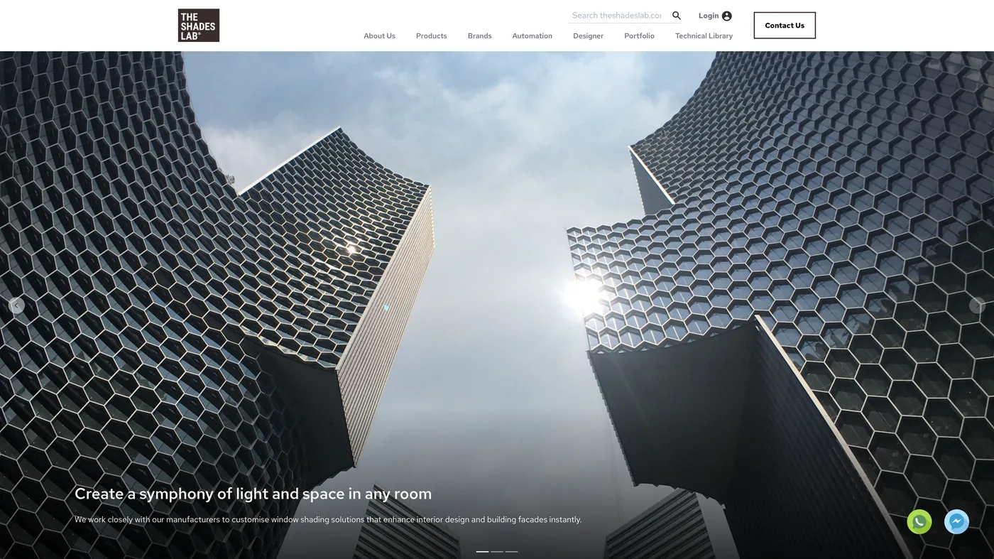 Screenshot of the TheShadesLab website